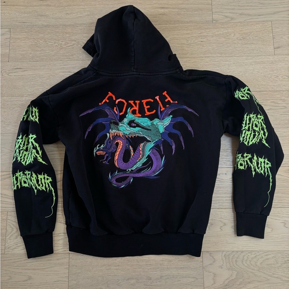 Rare Diesel Black and Green Graphic Hoodie - Picture 4 of 4